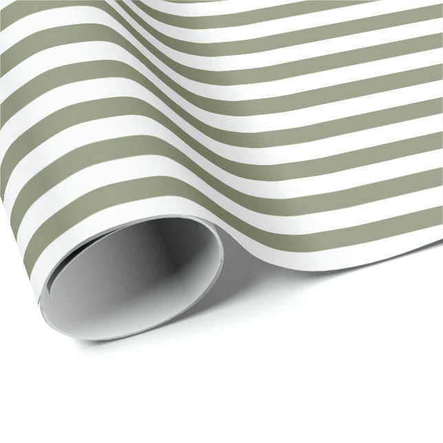 Sage Green | White Stripe Wrapping Paper (Roll Corner)