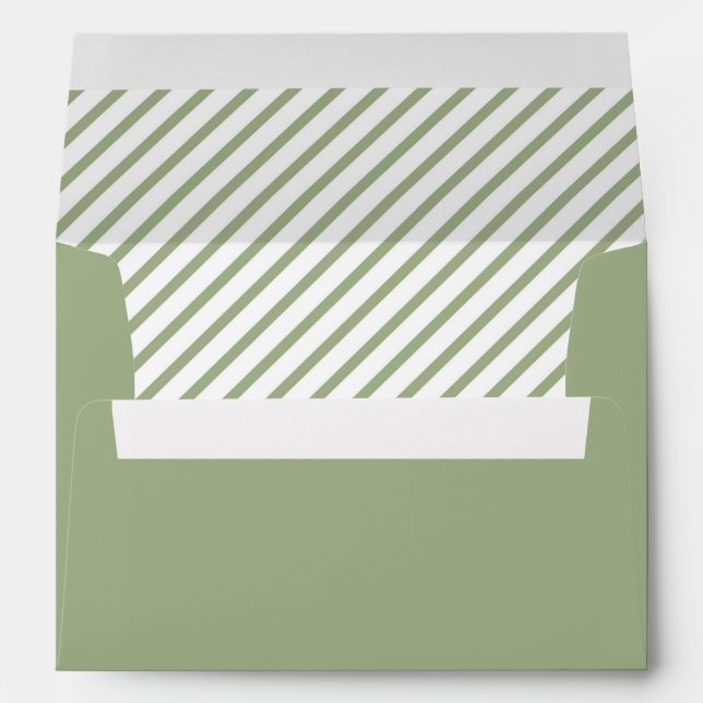 Sage Green White Striped Pattern Envelope (Back (Bottom))
