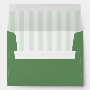 Sage Green & White Stripes Retro Wedding Envelope
