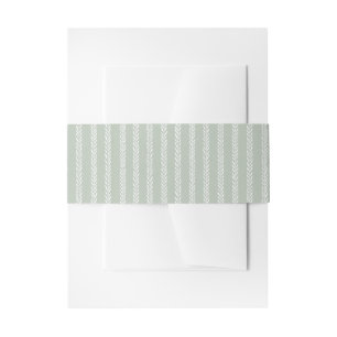 Sage Green & White Stripes Wedding Invitation Belly Band
