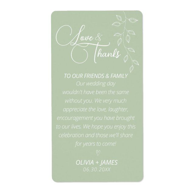 Sage Green & White Thank You Favour Sticker (Front)
