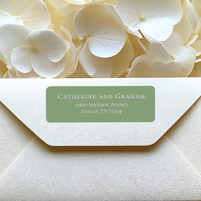 Sage Green White Typography Wedding Return Address (Creator Uploaded)