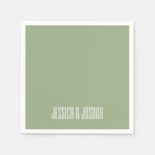 Sage Green White Ultra Modern Wedding  Napkin