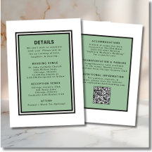 Sage Green White Wedding Detail Template QR Code