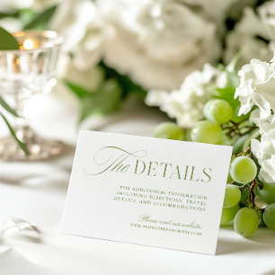 Sage Green & White Wedding Website Enclosure Card