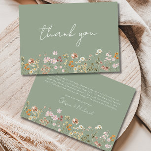 Sage Green Wildflower Baby in Bloom Baby Shower  Thank You Card