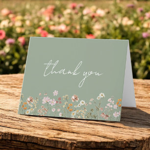 Sage Green Wildflower Baby Shower Garden Thank You Card
