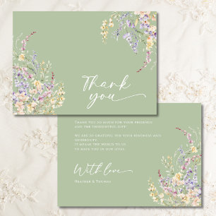 Sage Green Wildflower Baby Shower Thank You Card