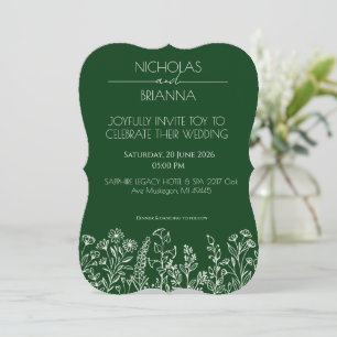 Sage Green Wildflower Bohemian Wedding Invitation