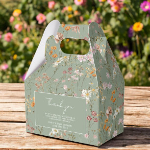 Sage Green Wildflower Boho Baby In Bloom Garden Favour Box