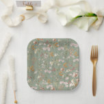Sage Green Wildflower Boho Baby Shower In Bloom Paper Plate<br><div class="desc">Looking for the perfect paper plates to elevate your wildflower boho baby shower decor? Look no further than these gorgeous and whimsical napkins! Made from high-quality materials and featuring a beautiful wildflower print, these napkins are sure to impress your guests. With their bohemian-inspired design and soft, delicate colours, these paper...</div>
