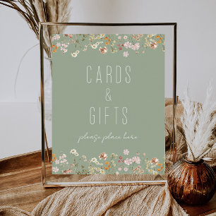Sage Green Wildflower Bridal Shower Cards Gifts Poster
