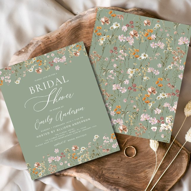 Sage Green Wildflower Bridal Shower Invitation (Creator Uploaded)