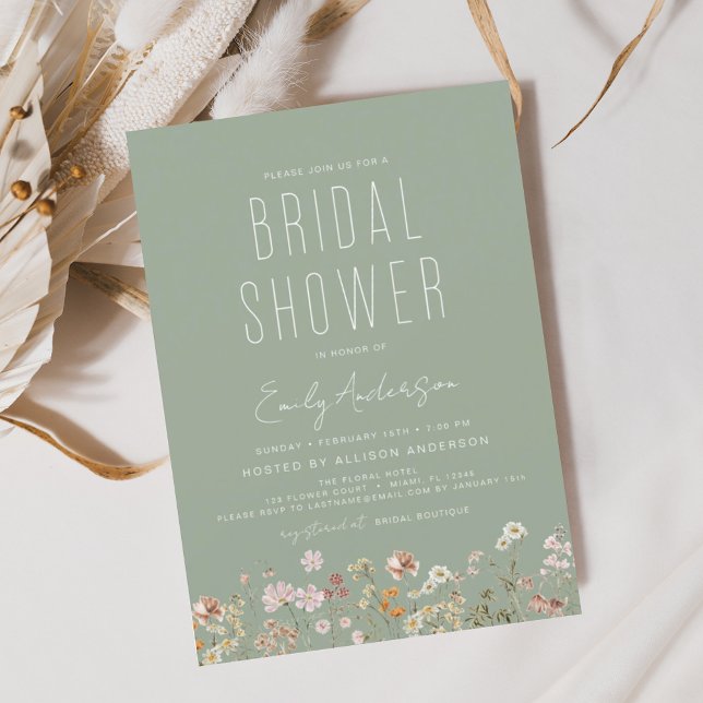 Sage Green Wildflower Bridal Shower Invitation (Creator Uploaded)