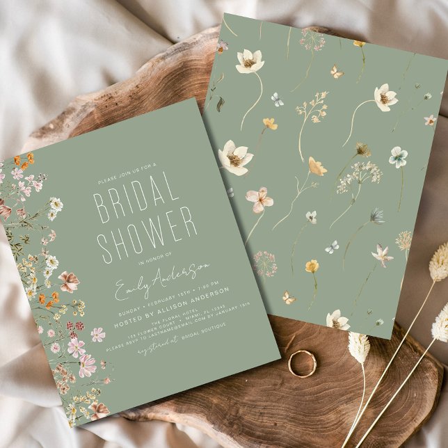 Sage Green Wildflower Bridal Shower Invitation Flyer (Creator Uploaded)