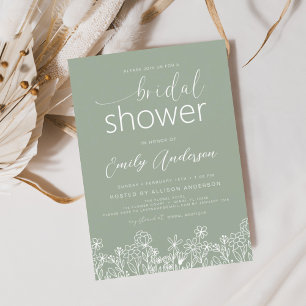 Sage Green Wildflower Bridal Shower Invitation Flyer