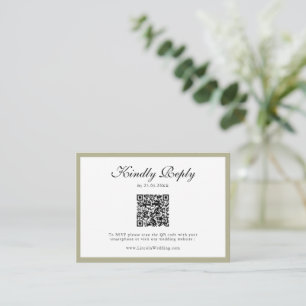Sage Green Wildflower Crest Wedding QR Code RSVP Enclosure Card