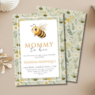 Sage Green Wildflower Custom Mummy to Bee Shower Invitation