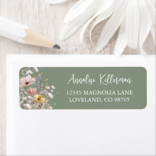 Sage Green Wildflower Floral Return Address