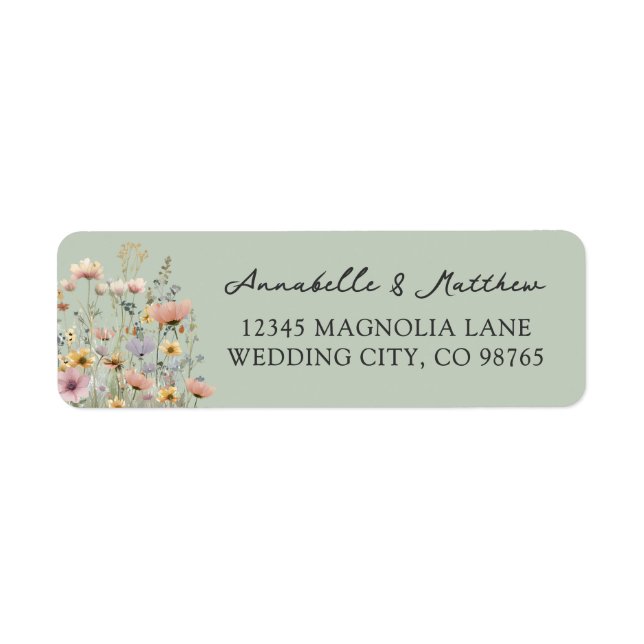 Sage Green Wildflower Floral Return Address (Front)