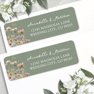 Sage Green Wildflower Floral Return Address