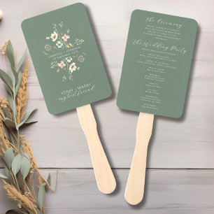 Sage Green Wildflower Floral Wedding Program Fan