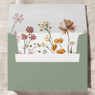 Sage Green Wildflower Garden Bridal Shower Envelope