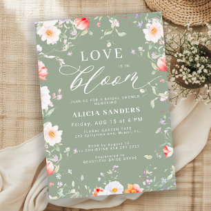 Sage green wildflower garden bridal shower invitation