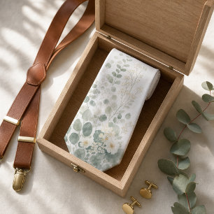 Sage Green Wildflower Meadow Wedding Groomsmen Tie