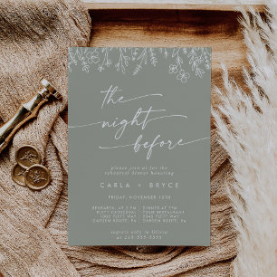 Sage Green Wildflower Rehearsal Dinner Invites