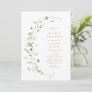 Sage Green Wildflower Rustic Boho Baby Shower Invitation