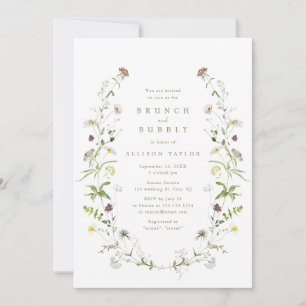 Sage Green Wildflower Rustic Boho Bridal Shower Invitation
