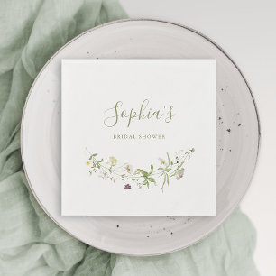 Sage Green Wildflower Rustic Boho Bridal Shower  Napkin