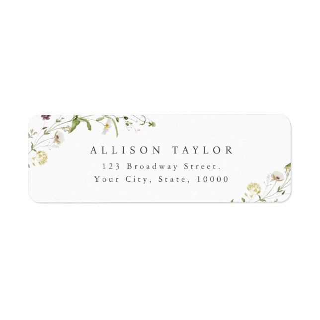 Sage Green Wildflower Rustic Boho Return Address (Front)