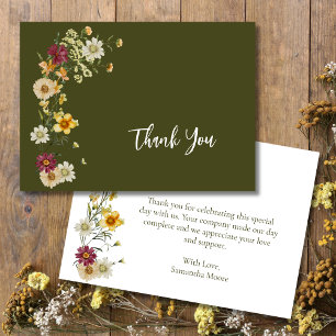 Sage Green Wildflower Rustic Boho  Thank You Card