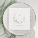 Sage Green Wildflower Rustic Boho Wedding Monogram Napkin<br><div class="desc">Elegant delicate watercolor wildflower wreath frames couple monogram, with custom your own event details. Pastel palettes of soft yellow, off white, sage green, dusty rose, blush pink, burgundy, and botanical greenery, simple and romantic. Great floral wedding napkins for modern rustic wedding, country garden wedding, and boho wedding in spring and...</div>