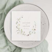Sage Green Wildflower Rustic Boho Wedding Napkins