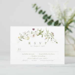 Sage Green Wildflower Rustic Boho Wedding RSVP