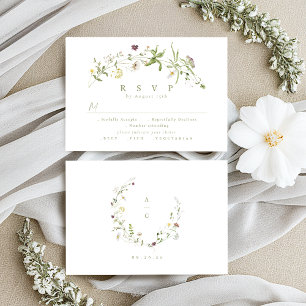 Sage Green Wildflower Rustic Boho Wedding RSVP Card