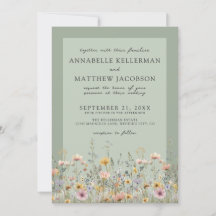 Sage Green Wildflower Watercolor Floral Wedding