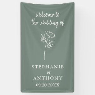 Sage Green Wildflower Wedding  Banner