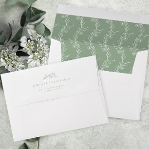 Sage Green Wildflower Wedding Envelope