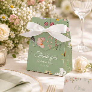Sage Green Wildflower Wedding Favour Box