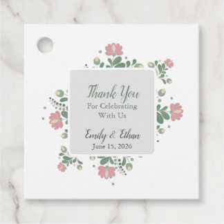 Sage Green Wildflower Wedding Favour Tags