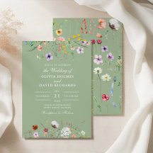 Sage Green Wildflower Wedding Invitation