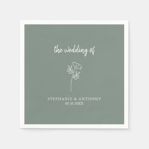 Sage Green Wildflower Wedding Napkins