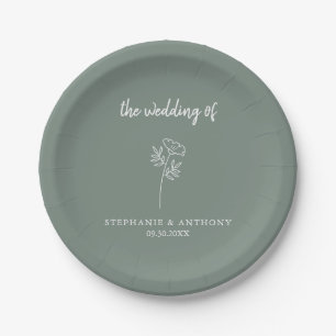Sage Green Wildflower Wedding Napkins Paper Plate