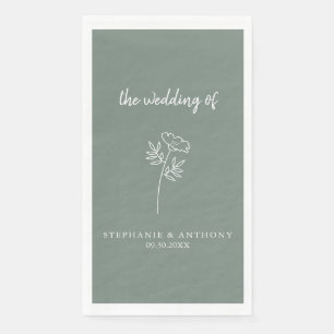 Sage Green Wildflower Wedding  Paper  Napkin