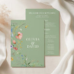 Sage Green Wildflower Wedding Program Invitation<br><div class="desc">Guide your guests through your ceremony with this elegant Sage Green Wildflower Wedding Program, featuring a soft sage background and delicate wildflower illustrations. This double-sided design is perfect for listing your wedding ceremony details, bridal party, and a thank you note. Fully customisable and part of the coordinated Wildflower Sage Green...</div>