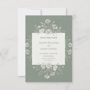 Sage Green Wildflower Wedding Save The Date